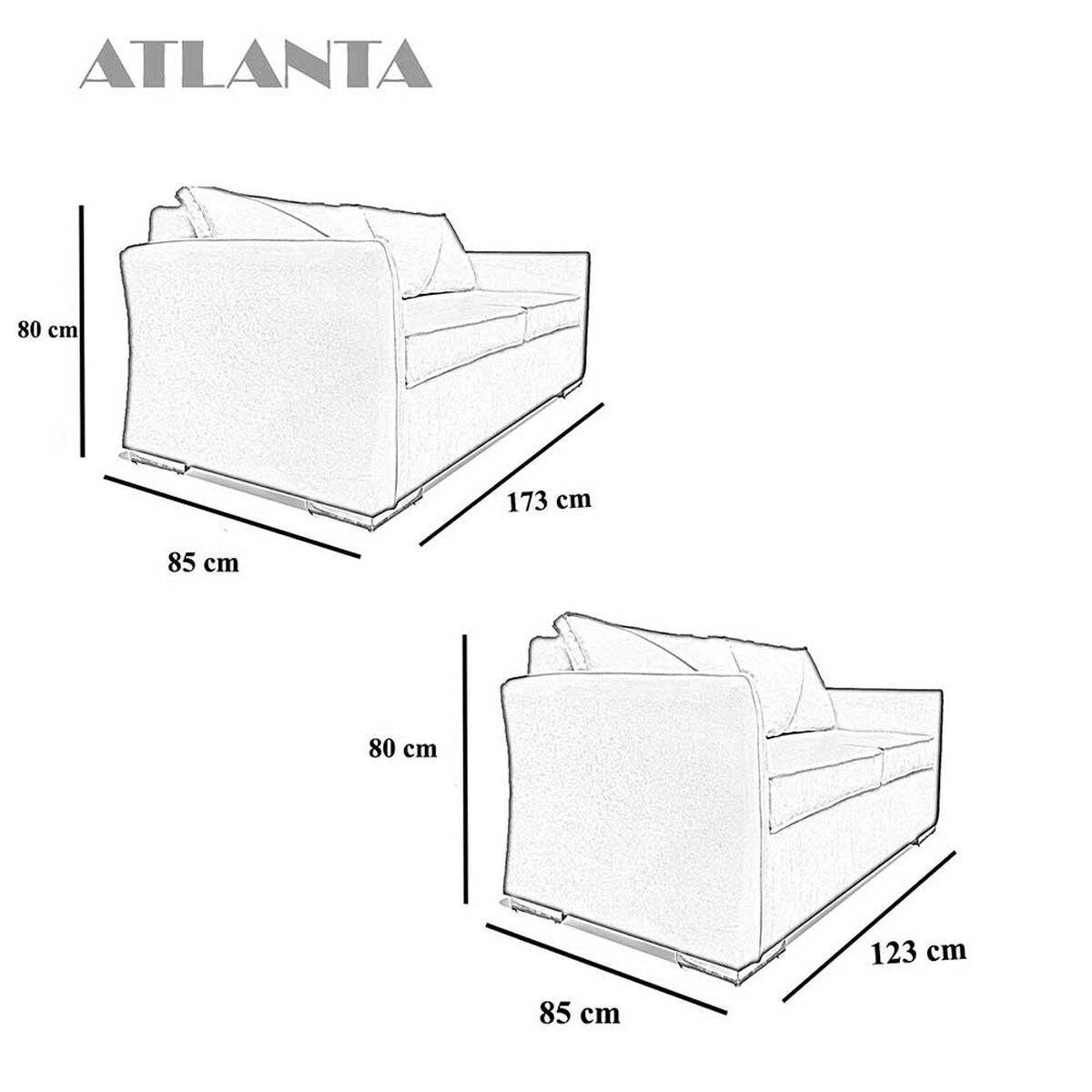 Juego de Living Elegant Detail Atlanta Sofá 3 Cuerpos + Sofá 2 Cuerpos Gris