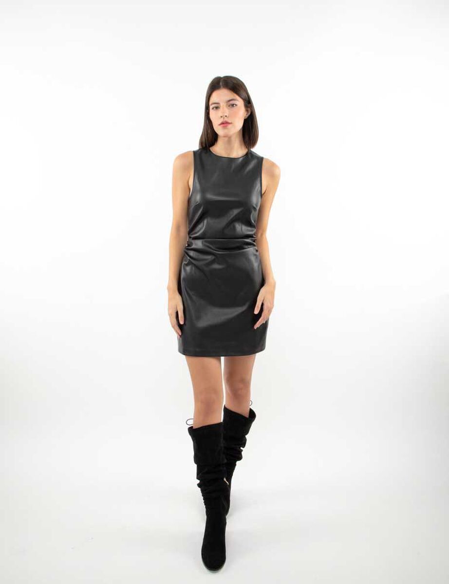 Vestido Corto Ecocuero Sin Mangas Mujer Fiorucci