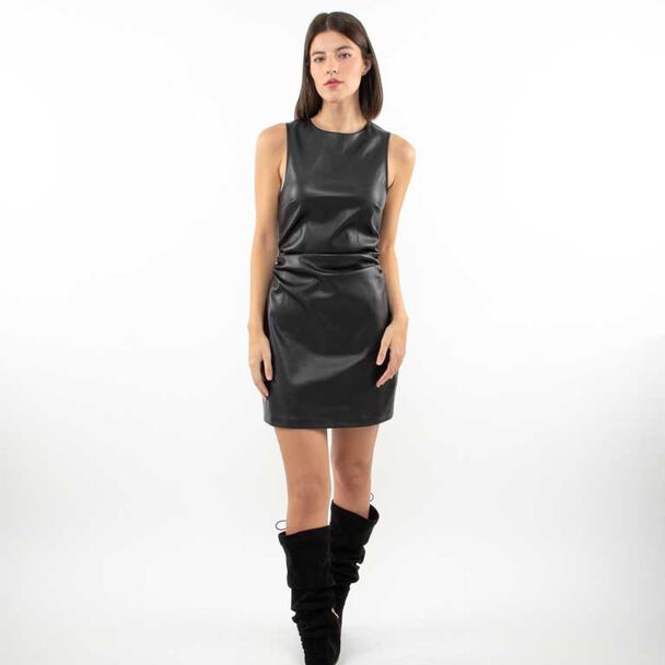 Vestido Corto Ecocuero Sin Mangas Mujer Fiorucci