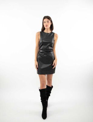 Imagen 1 del producto Vestido Corto Ecocuero Sin Mangas Mujer Fiorucci Negro