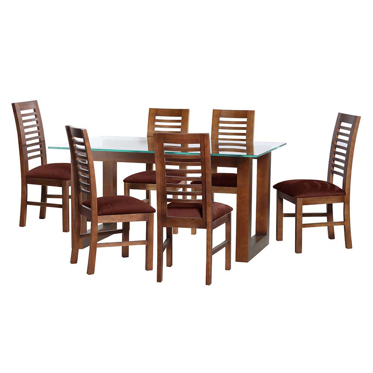Juego de Comedor Latam Home Pamplona Cadiz 6 Sillas Cuero Tabaco