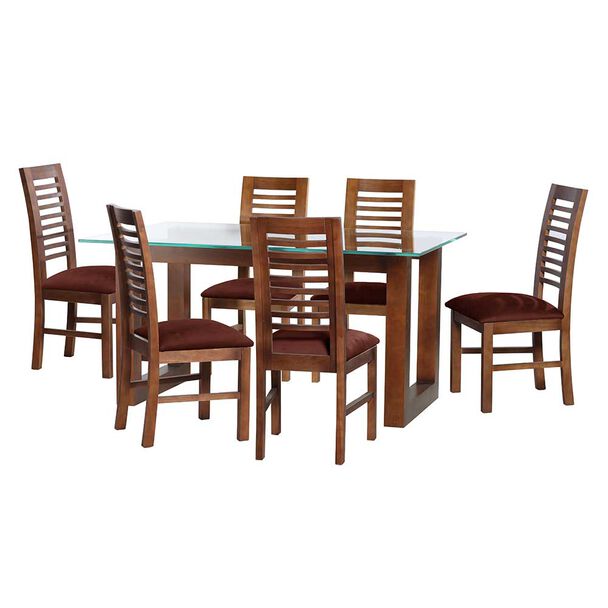 Juego de Comedor Latam Home Pamplona Cadiz 6 Sillas Cuero Tabaco