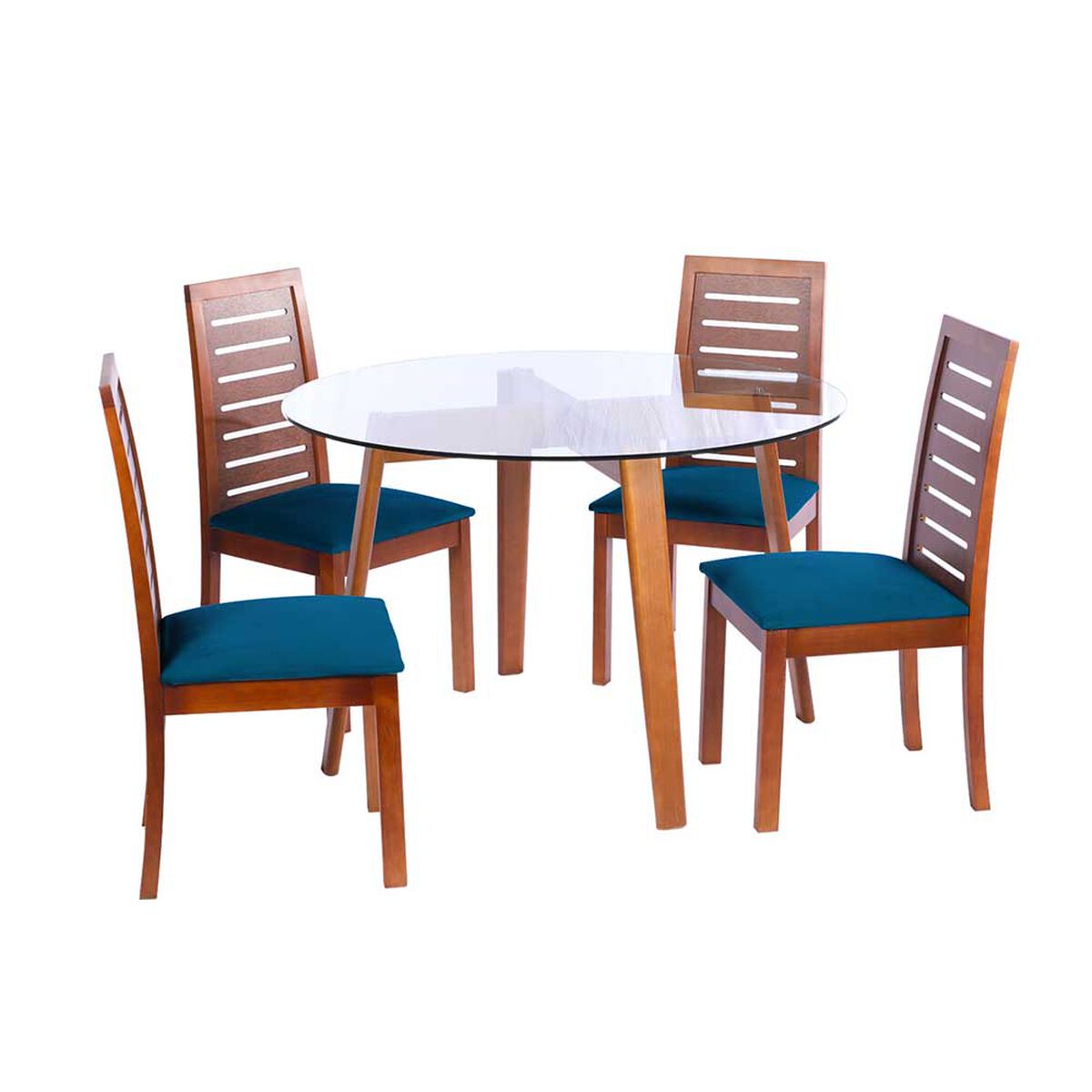 Juego de Comedor Latam Home Valencia 4 Sillas Azul Petroleo
