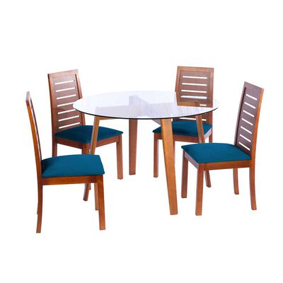 Juego de Comedor Latam Home Valencia 4 Sillas Azul Petroleo