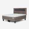 Cama Europea Rosen Base Dividida 2 Plazas New style 6 + Respaldo Ferrera Gris