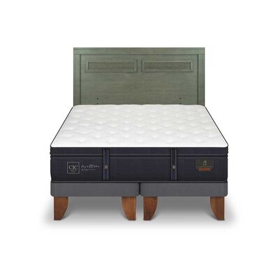 Cama Europea CIC Base Dividida 2 Plazas Grand Premium + Respaldo Milan Olivo