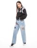Jeans Con Parches Recto Mujer Icono