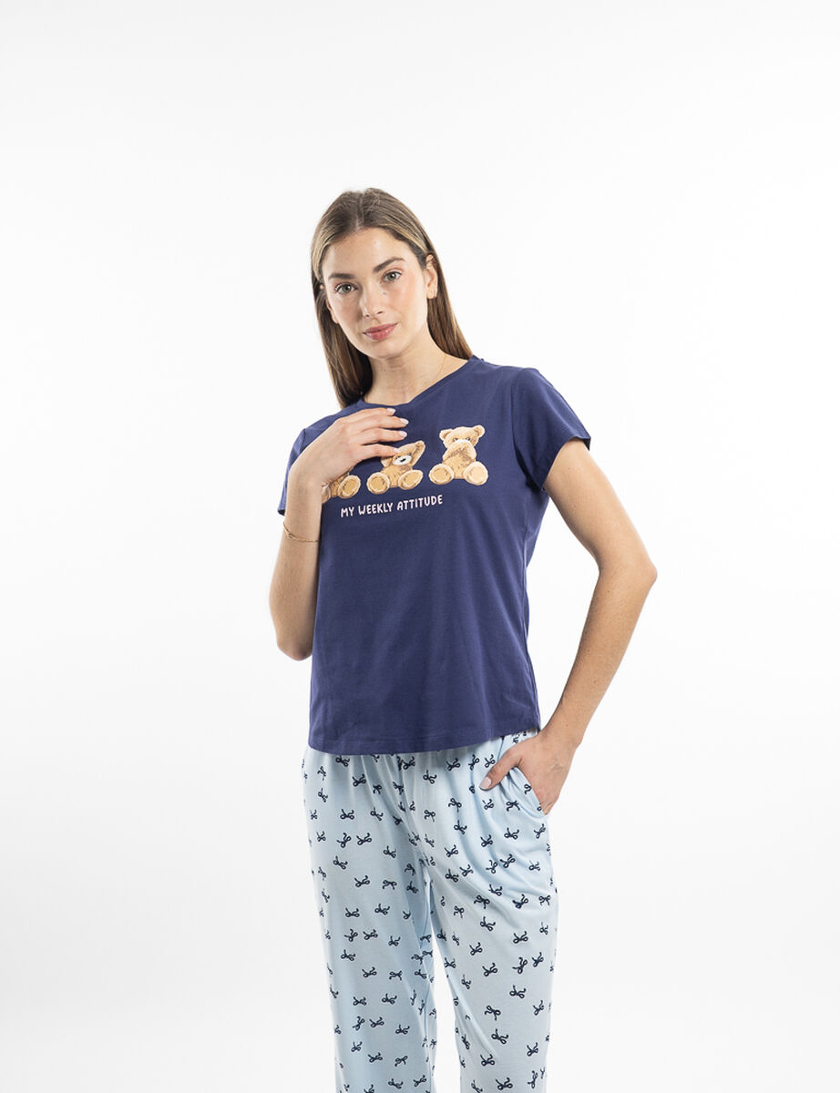 Polera de Pijama Manga Corta Jersey Mujer Icono