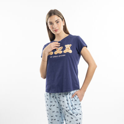 Polera de Pijama Manga Corta Jersey Mujer Icono