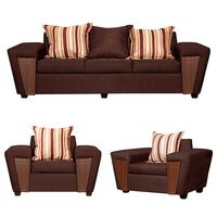 Juego de Living Ruzam Mobel Creta Sofá 3 Cuerpos + Dos Sillones 1 Cuerpo Lino Café