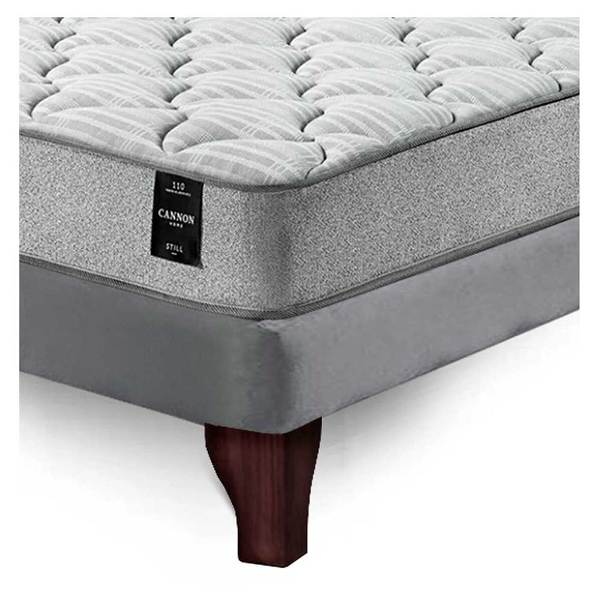Cama Europea Latam Home Base Dividida 2 Plazas Cannon  + 2 Almohadas + Sábanas + Respaldo Tela Gris