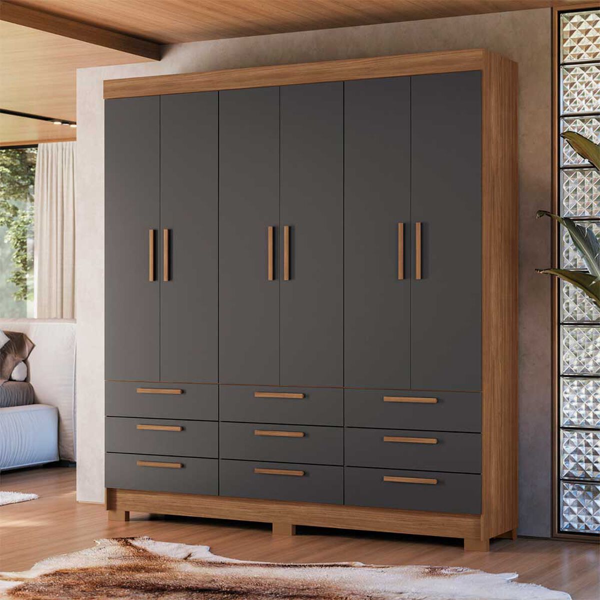 Clóset Onessta Colombo 6 Puertas 9 Cajones Grafito