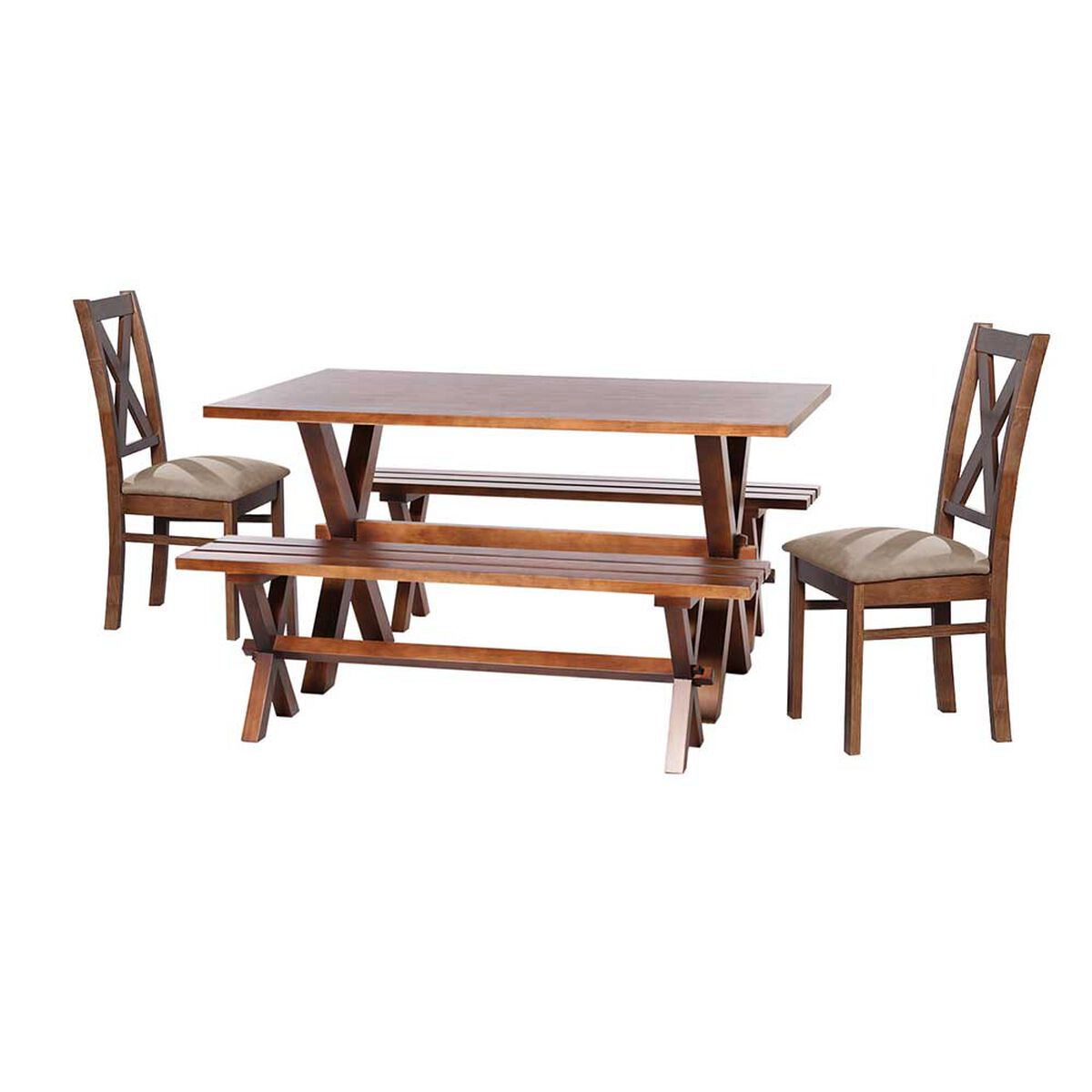Juego de Comedor Latam Home Sevilla Segovia 2 Sillas + 2 Bancas Velvet Beige
