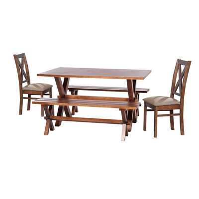 Juego de Comedor Latam Home Sevilla Segovia 2 Sillas + 2 Bancas Velvet Beige