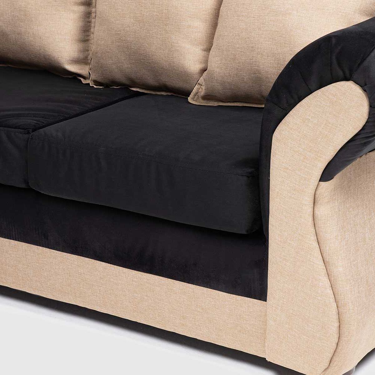 Sofá Seccional Almore New Irlanda 5 Cuerpos Beige Negro