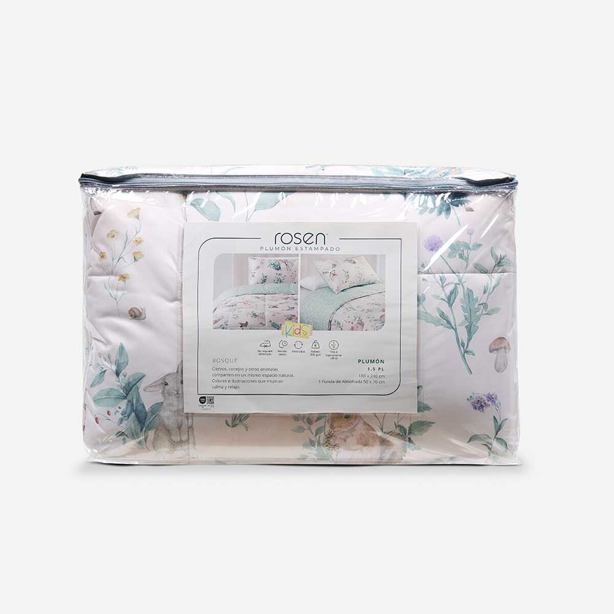 Plum&oacute;n Rosen 1,5 Plazas Kids Bosque Blanco/Verde/Caf&eacute;