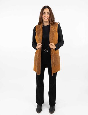 Imagen 2 del producto Chaqueta Larga Sin Mangas Mujer Portman Club Camel, Crudo, Negro