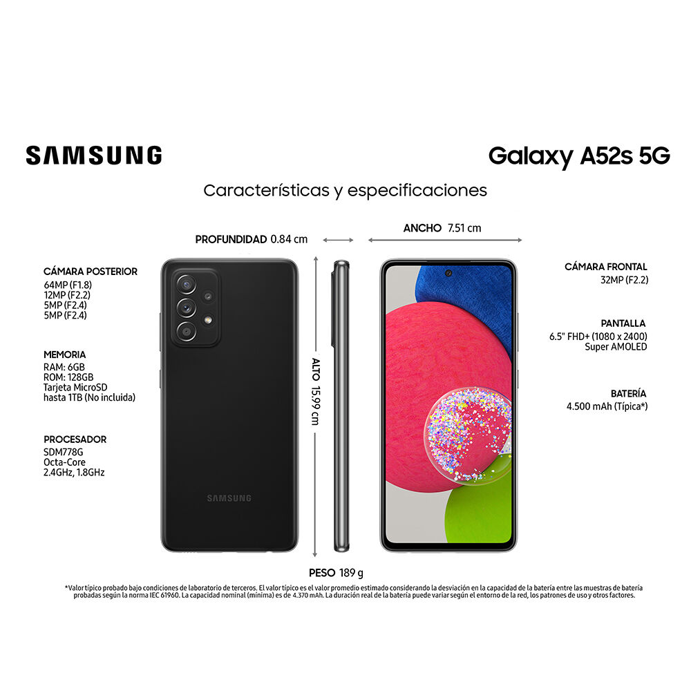 Celular Samsung Galaxy A52s 5G 128GB 6,5