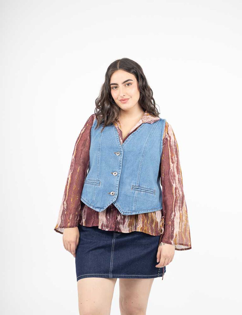 Blusa Denim Sin Mangas Mujer Extralindas