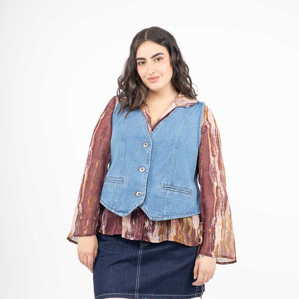 Blusa Denim Sin Mangas Mujer Extralindas