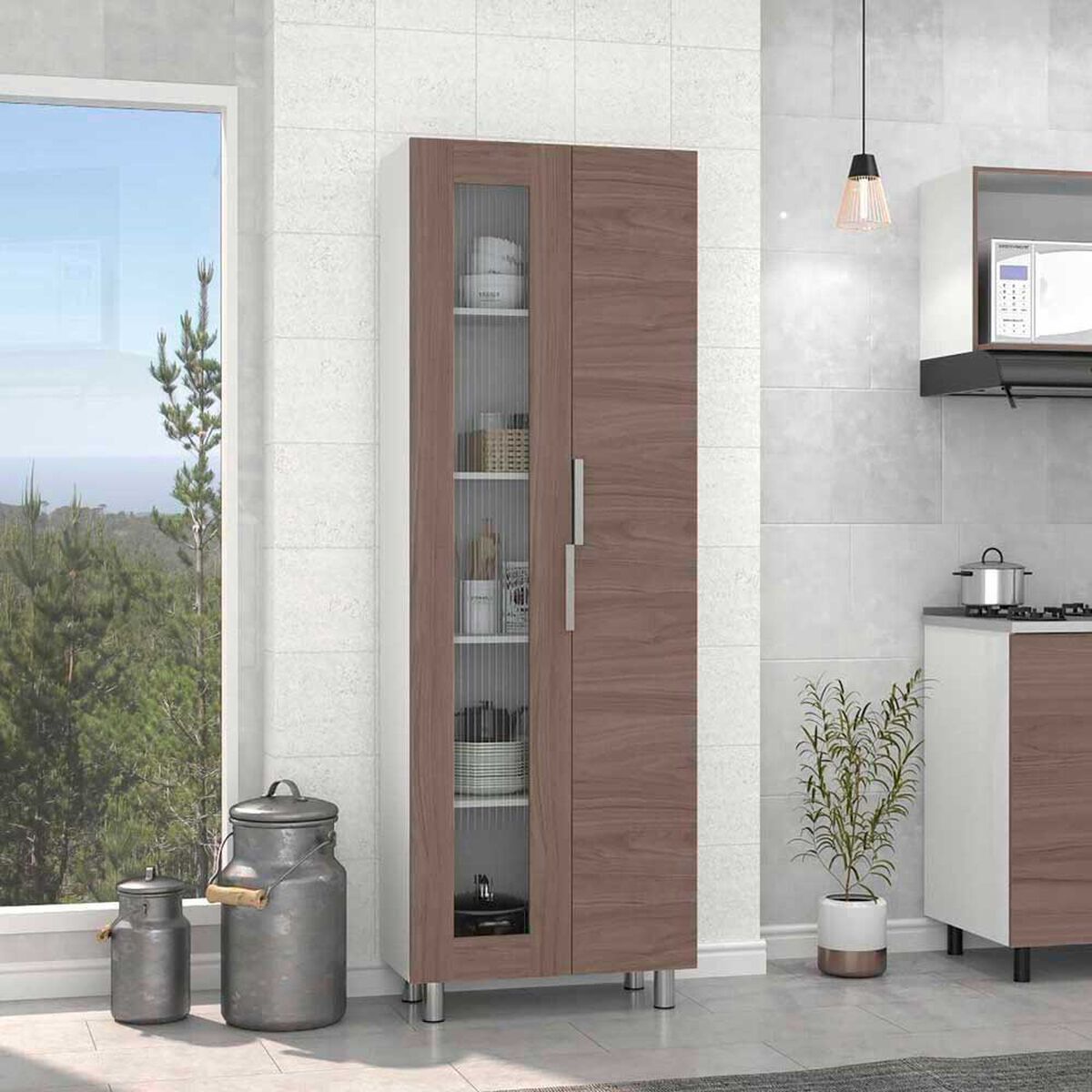 Alacena TuHome Fendi 4 Puertas Blanco Casta&ntilde;o