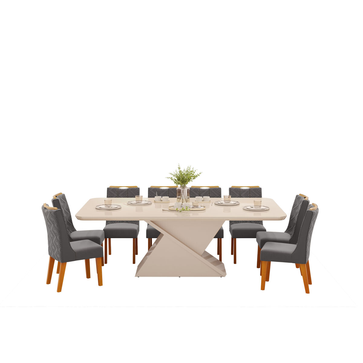 Juego de Comedor Di Poretti Berlín 8 Sillas Gris