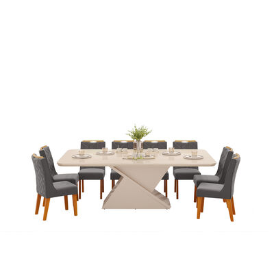 Juego de Comedor Di Poretti Berlín 8 Sillas Gris