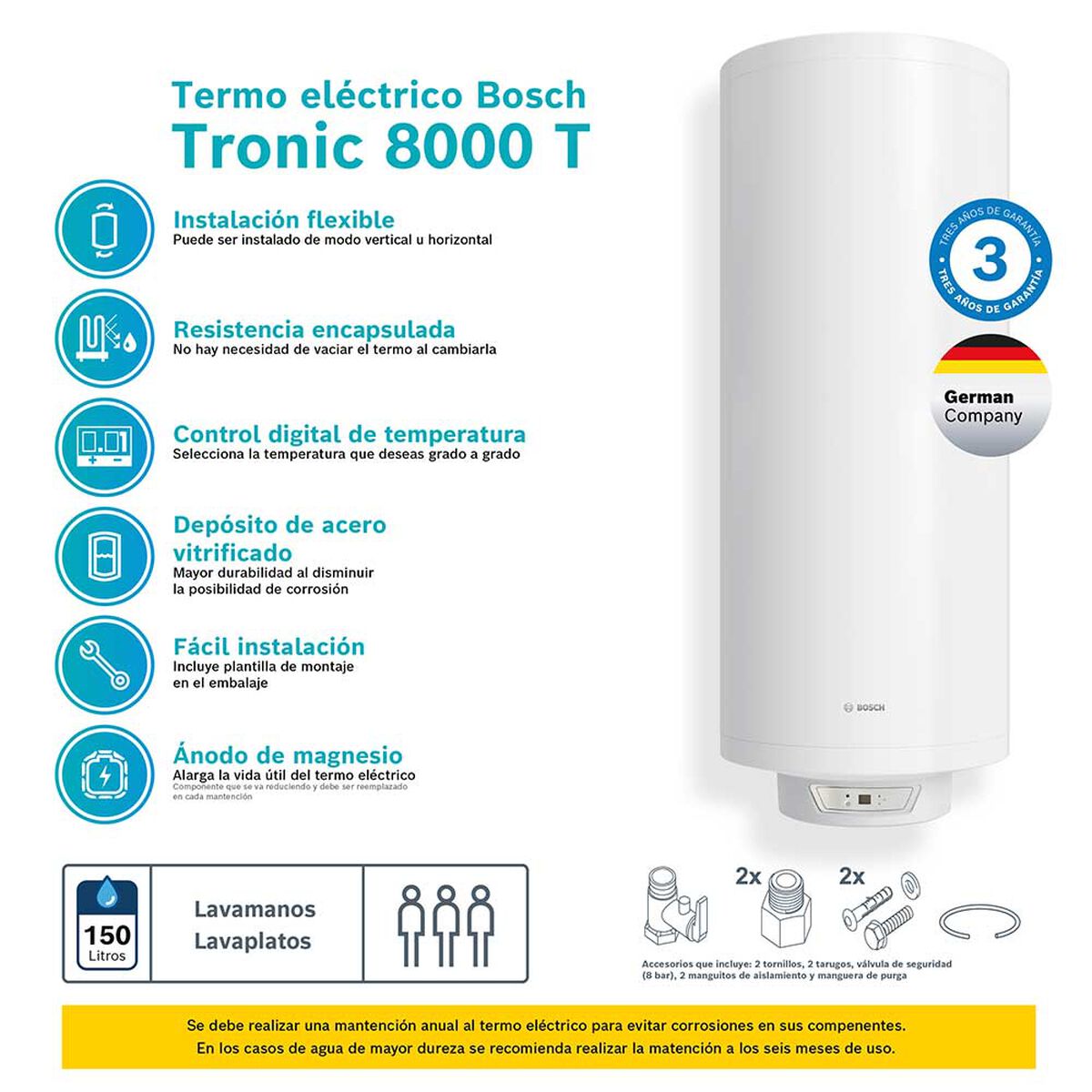 Termo Eléctrico Bosch TR 8000T 150 lts.