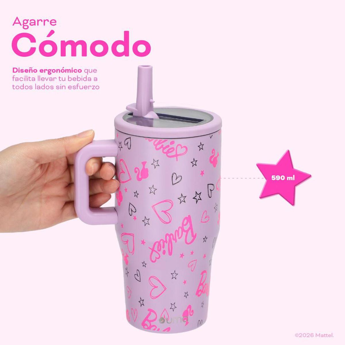 Vaso T&eacute;rmico UMA Barbie Love 590ml Acero Inox Violeta