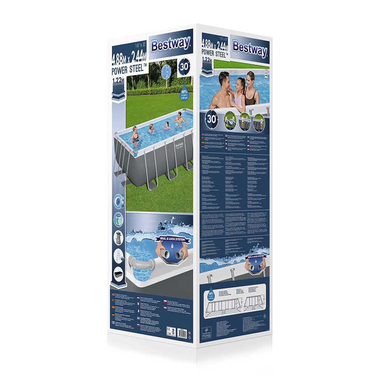 Piscina Estructural Bestway Power Steel Gris 488 x 244 x 122 cm 11532 lt