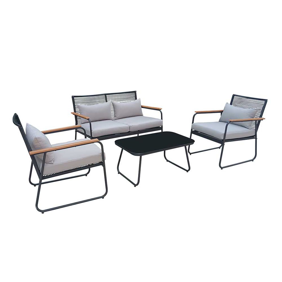Juego Living Casanova Terraza 2-1-1 Gris