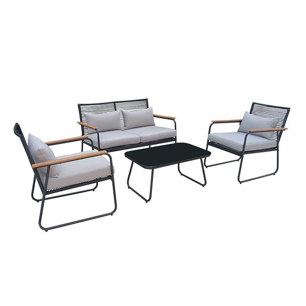 Juego Living Casanova Terraza 2-1-1 Gris