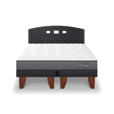 Cama Europea CIC Base Dividida 2 Plazas Anatomic + Respaldo Gales Negro