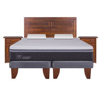Cama Europea CIC Base Dividida King Ortopedic Advance + Respaldo + 2 Veladores Milan + 2 Almohadas