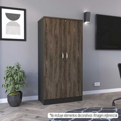 Biblioteca TuHome Home Office 2 Puertas Negro Soft Coñac