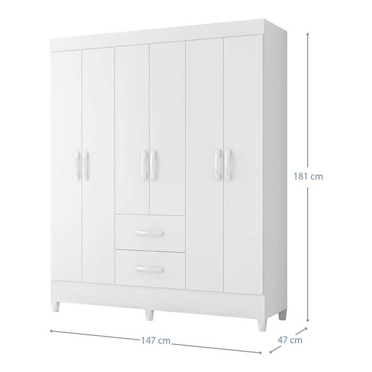 Combo 2 Cl&oacute;set Vekkahome Mobi 6 Puertas 2 Cajones Blanco