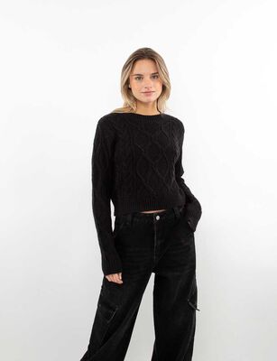 Imagen 1 del producto Sweater Crop Mujer Icono Negro