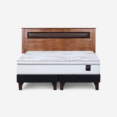 Cama Europea Rosen King Art 4 + Respaldo Ferrara Chocolate
