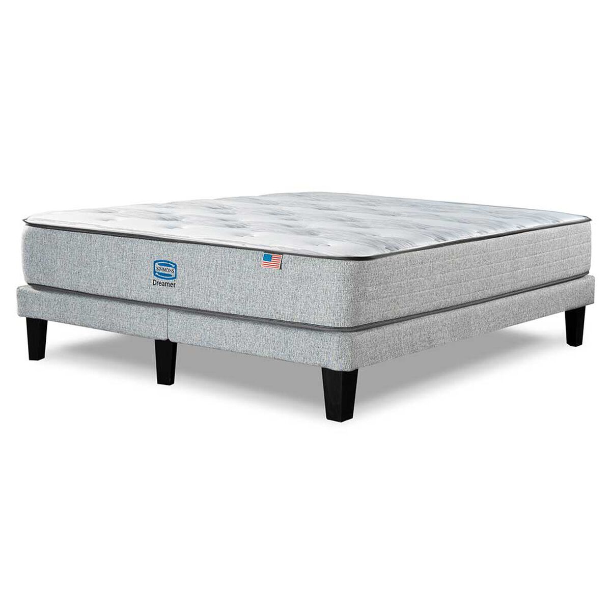 Cama Europea Simmons 2 Plazas Dreamer 190 Cm + Respaldo Praga Plata