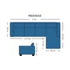 Sofá Seccional Derecho Living Factory Capri 5 Cuerpos Azul Piedra