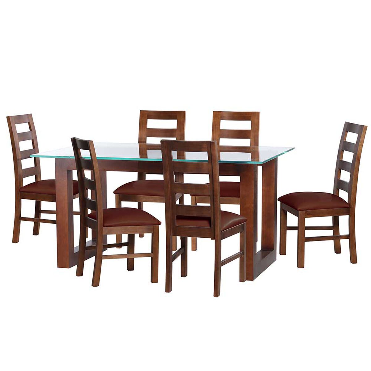Juego de Comedor Latam Home Pamplona Burgos 6 Sillas Cuero Negro