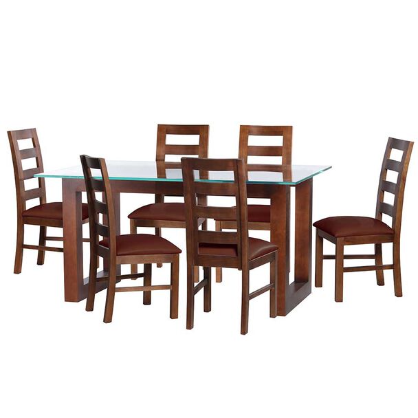 Juego de Comedor Latam Home Pamplona Burgos 6 Sillas Cuero Negro
