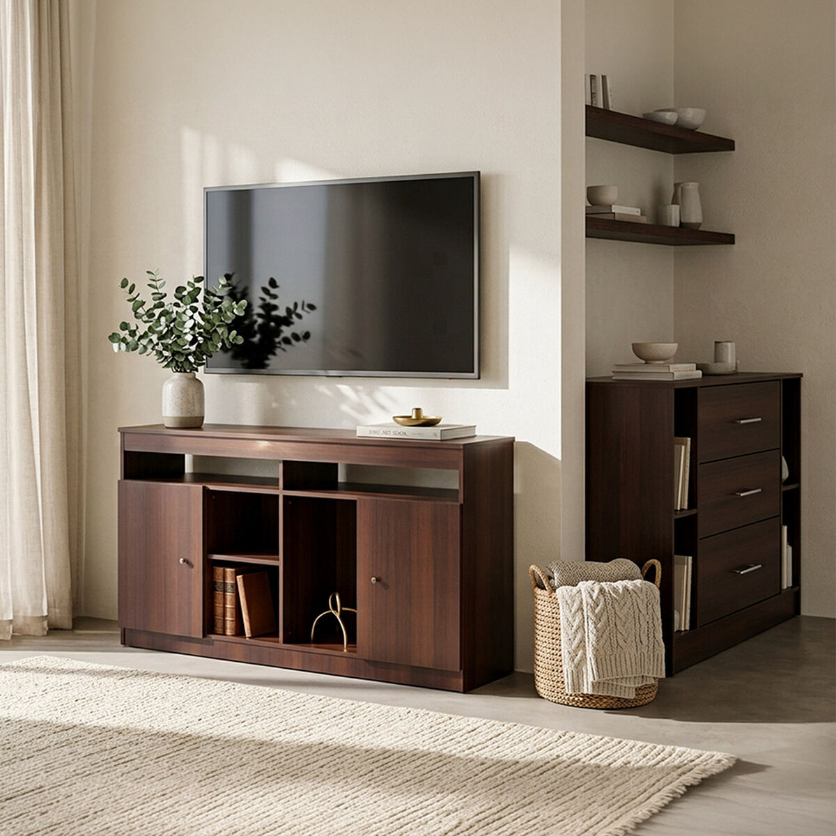Rack TV + C&oacute;moda Rigel CIC Chocolate