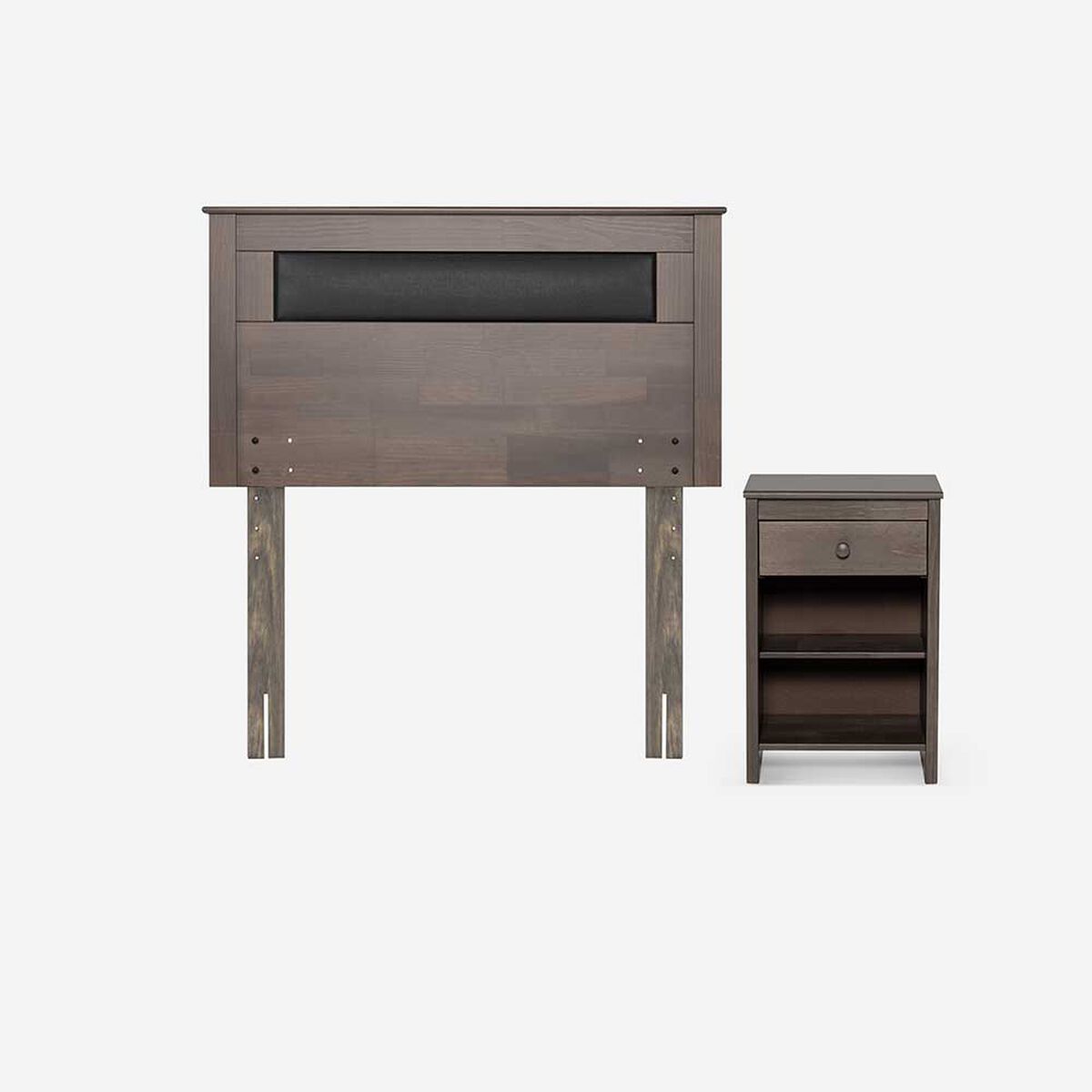 Cama Europea Rosen 1,5 Plazas New Style 6 + Respaldo Ferrera Gris + Velador