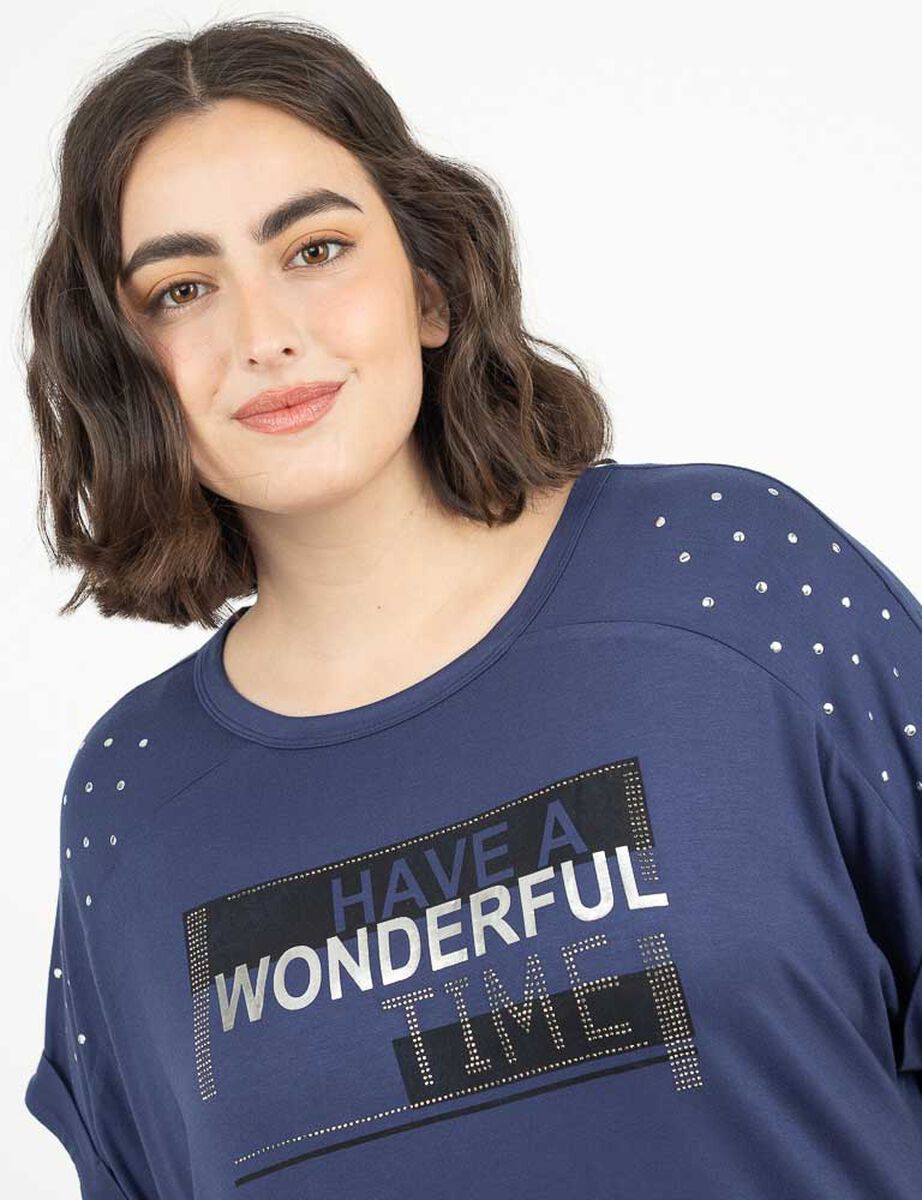 Polera Con Estampado Manga Corta Mujer Extralindas