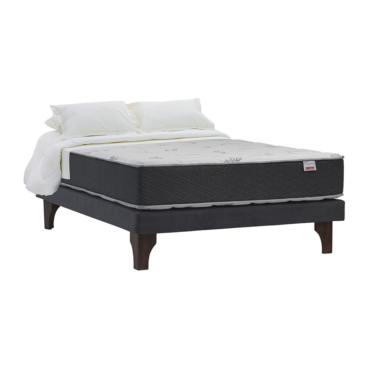 Cama Europea Celta 2 Plazas Supreme + Set Textiles