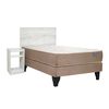 Cama Europea Celta 1,5 Plazas Bamboo + Respaldo + Velador Alba White