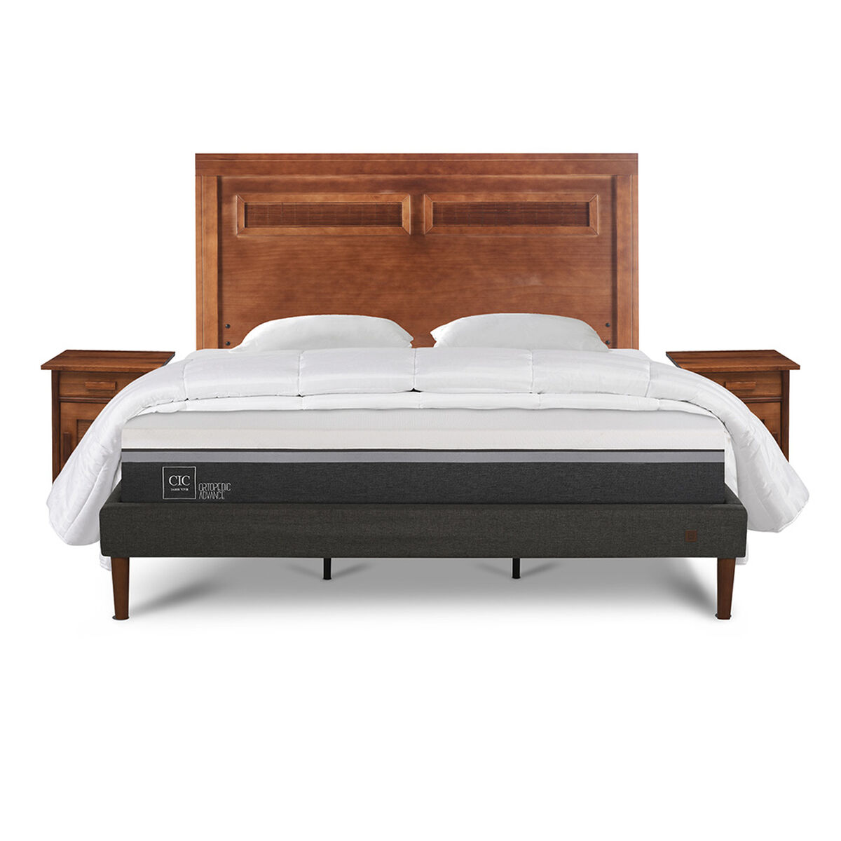Cama Europea CIC King Ortopedic Advance + Almohadas + Plum&oacute;n