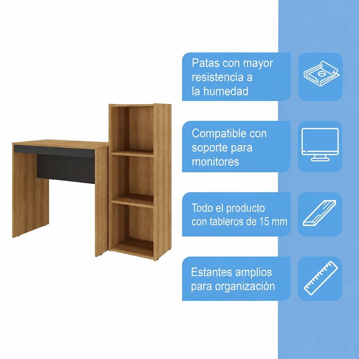 Escritorio + Librero Mons Home Office Mel/Preto