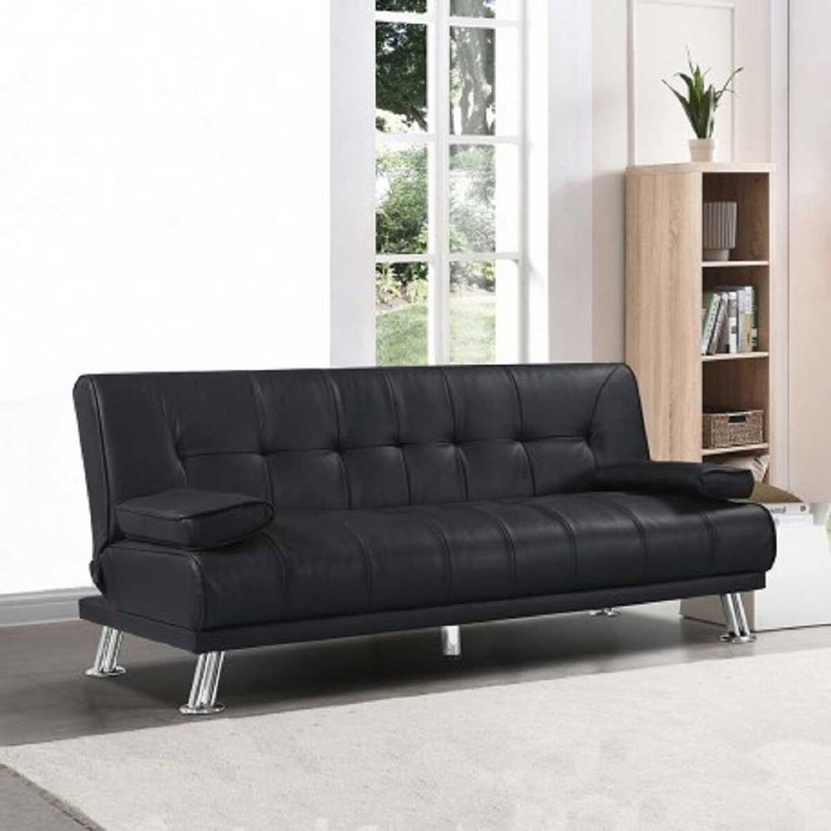 Futón Idetex PU Siena Negro 3 Cuerpos